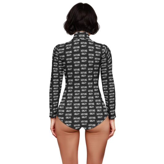 Repeater High-Collar Pinched Shoulder Bodysuit