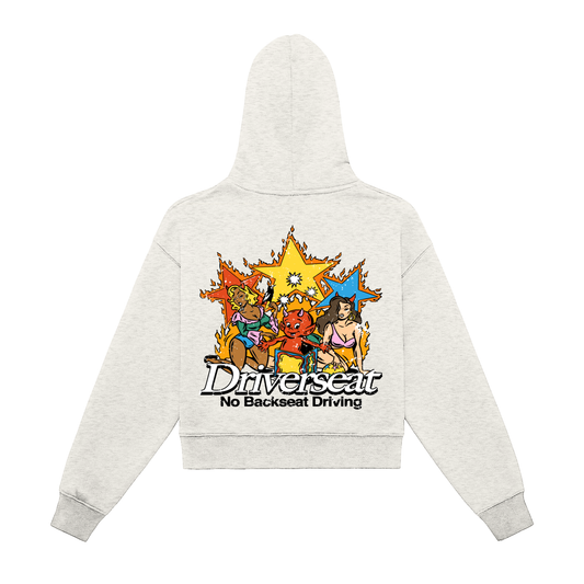 Stellar Mischef Fleeced Zip-Up Cropped Hoodie