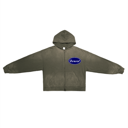 Ford Hand-Frayed Washed Zip Hoodie