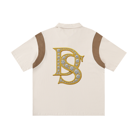 Bling Contrast Panel Polo Shirt