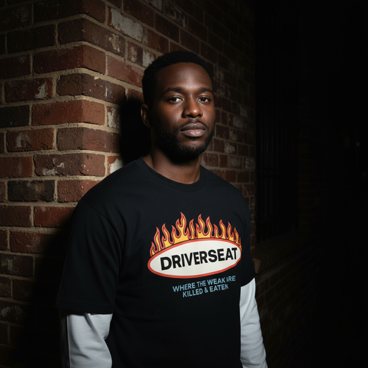 Feast or Famine Layered Contrast Sleeve Cotton T-Shirt