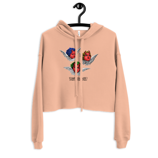 D'Evils Crop Hoodie - Peach