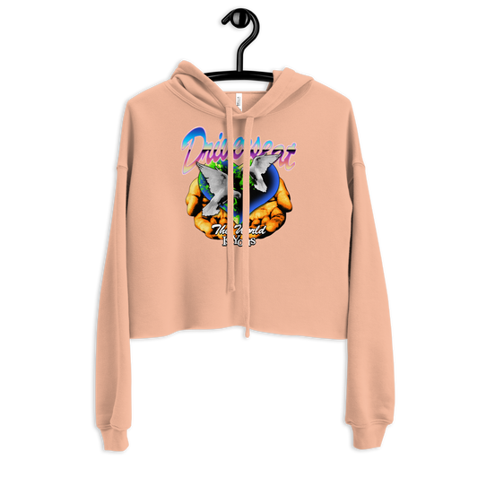 The World Is Yours Crop Hoodie - Peach