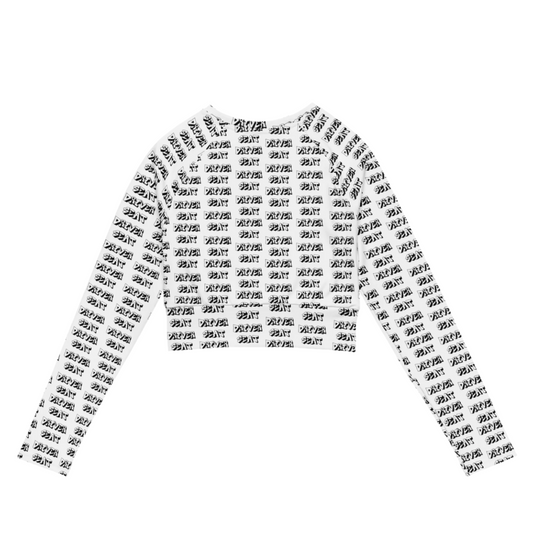 Repeater Long Sleeve Crop Top - White