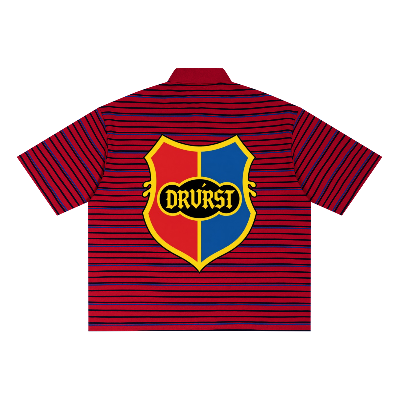 Unisex Striped Boxy Collared Polo Shirt