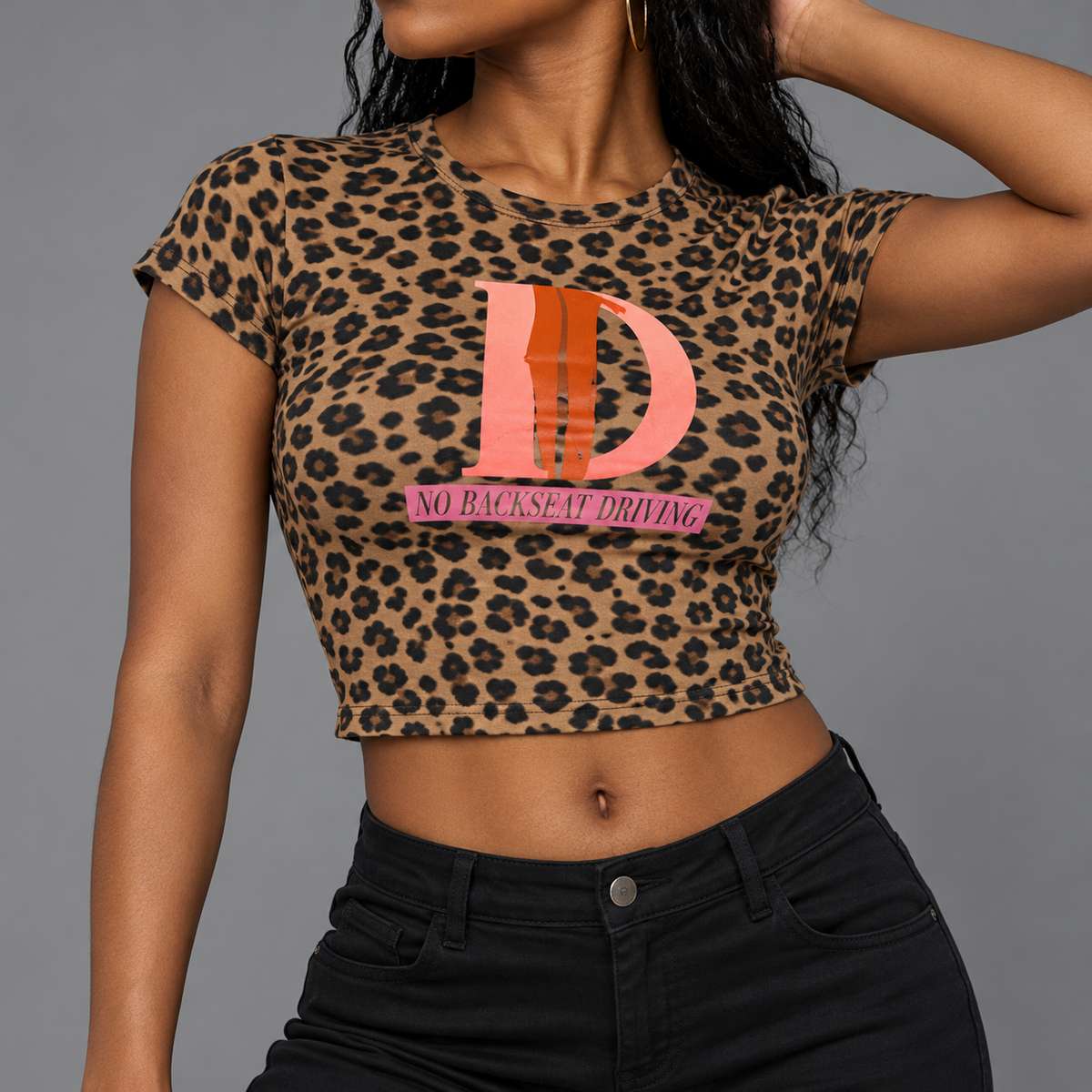Women’s Tied Leopard Print Crop T-Shirt
