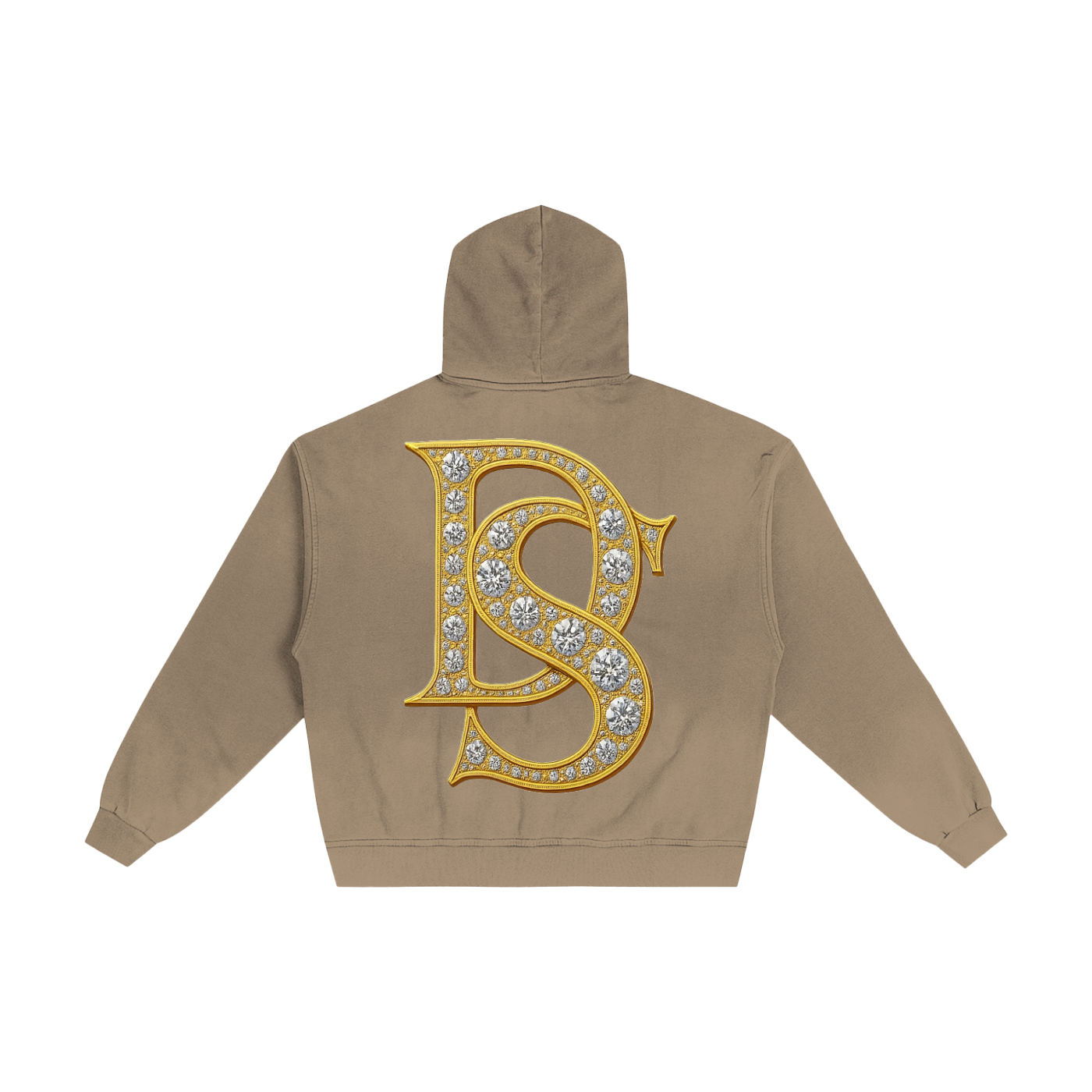 Bling Emblem Hand-Frayed Sunfade Zip Hoodie