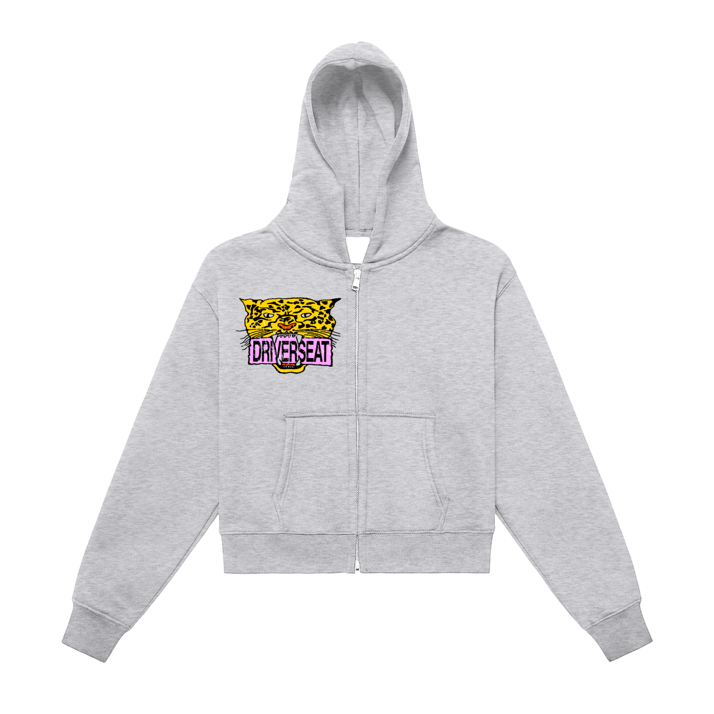 Leopard Fleeced Zip-Up Cropped Hoodie