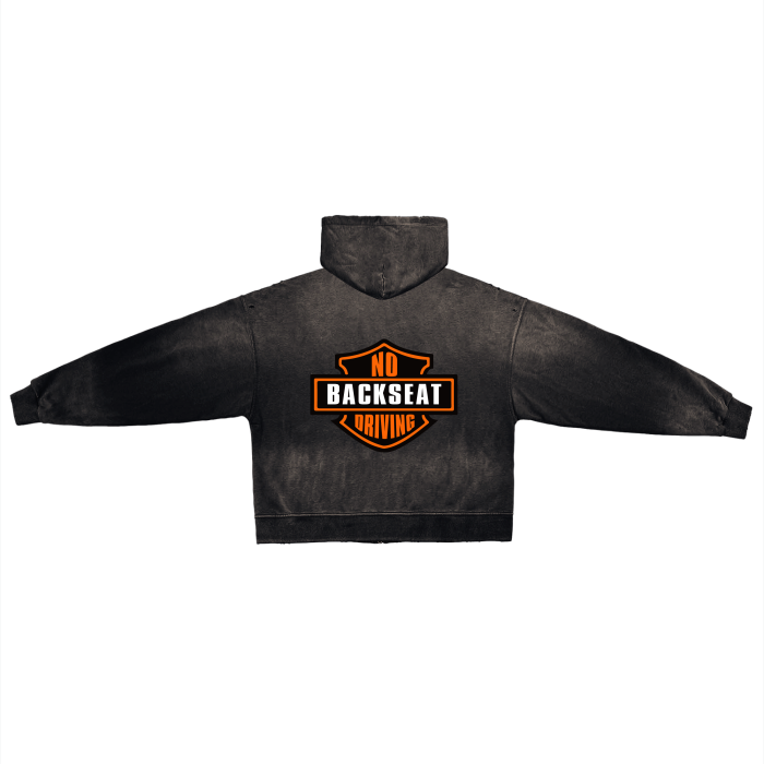 Shield Hand-Frayed Washed Zip Hoodie