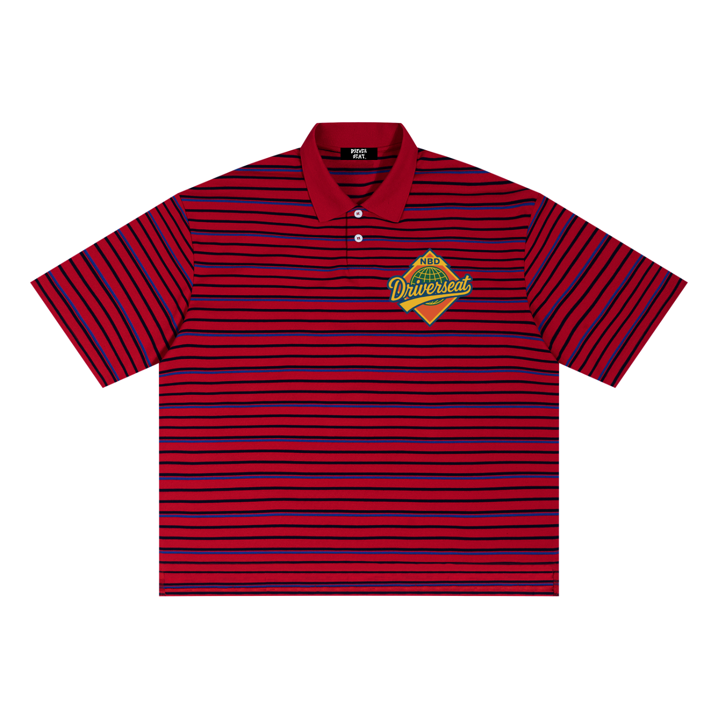 Unisex Striped Boxy Collared Polo Shirt
