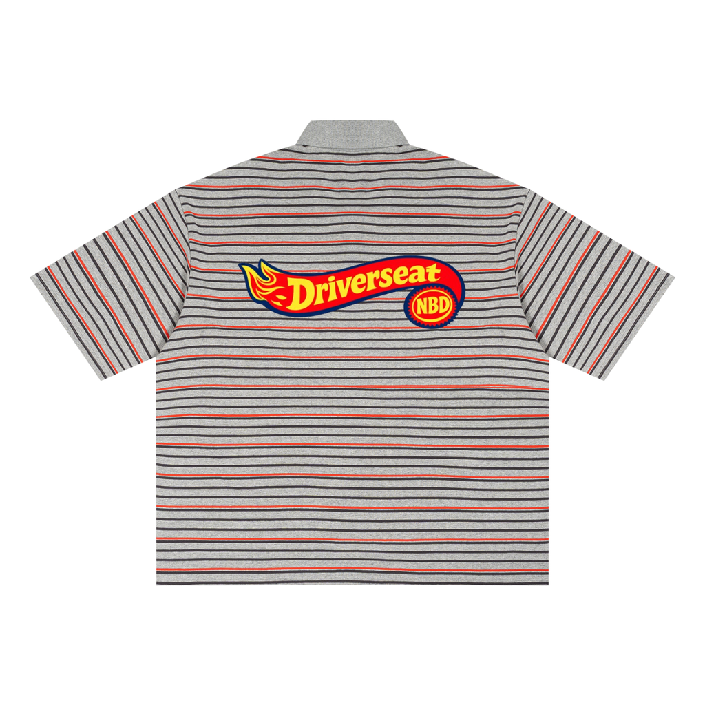 Unisex Striped Boxy Collared Polo Shirt