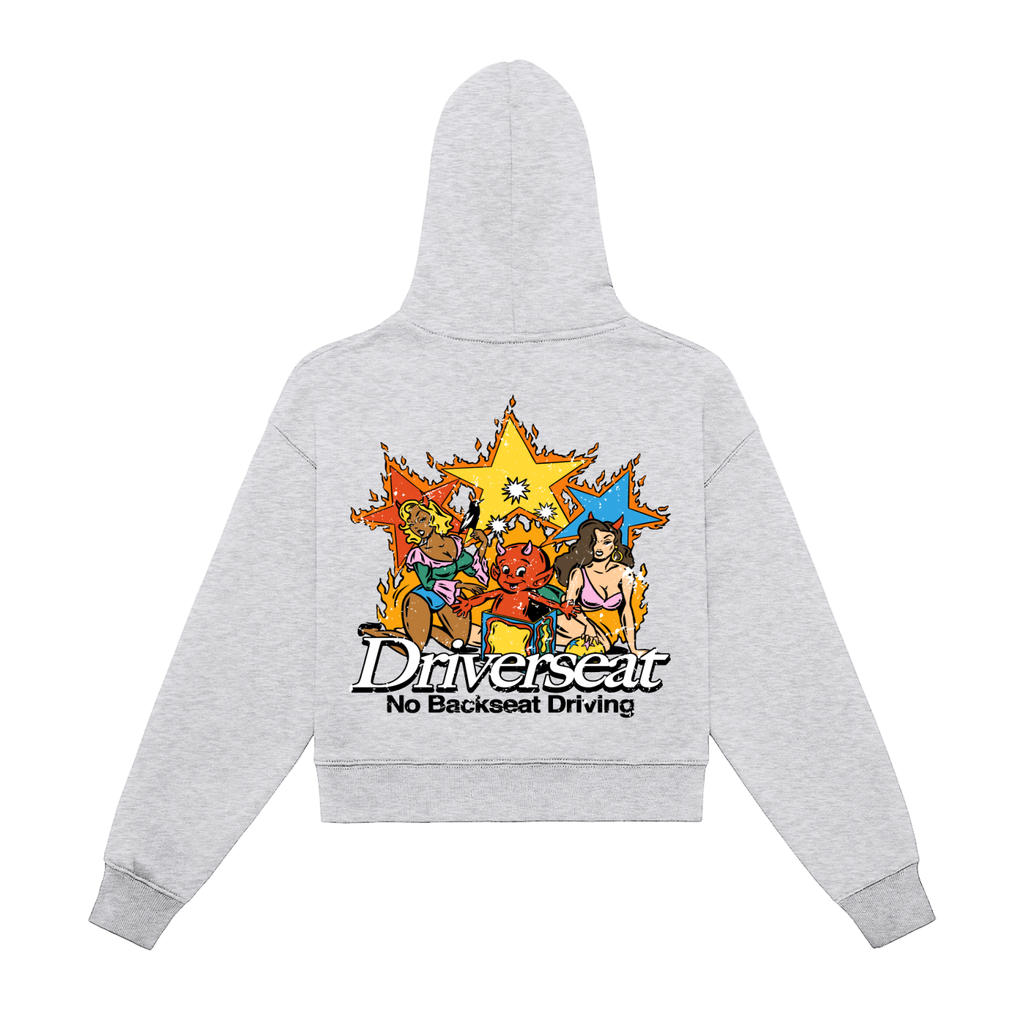 Stellar Mischef Fleeced Zip-Up Cropped Hoodie