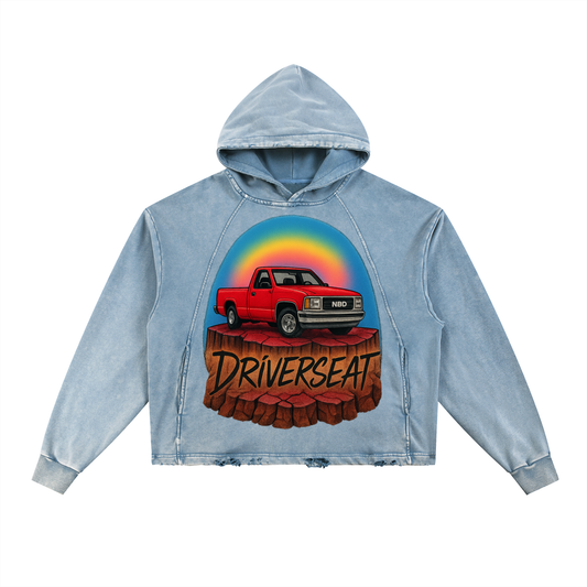 Stuck on Top Vintage Washed Frayed-Hem Hoodie