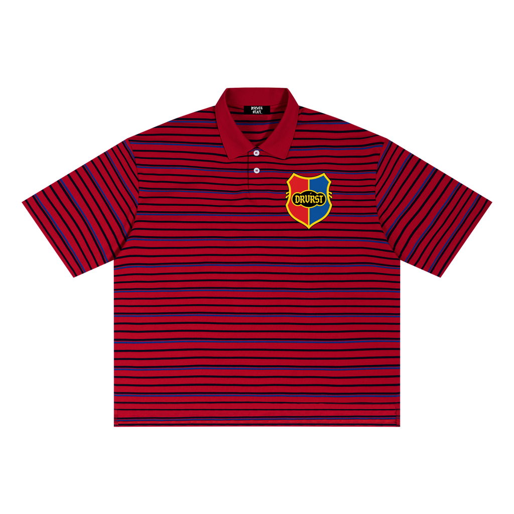 Unisex Striped Boxy Collared Polo Shirt
