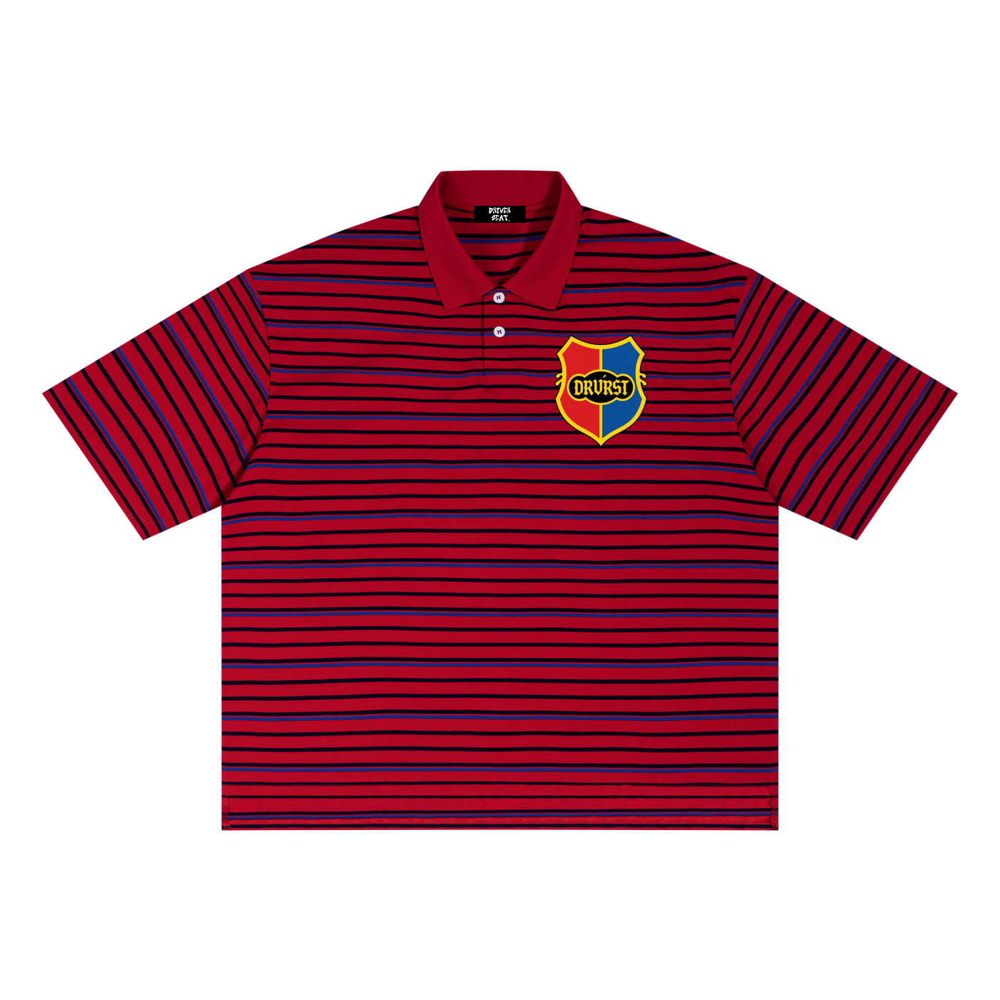 Unisex Striped Boxy Collared Polo Shirt