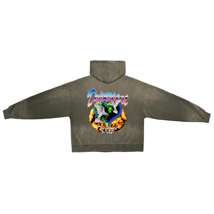 Who's World Hand-Frayed Washed Zip Hoodie