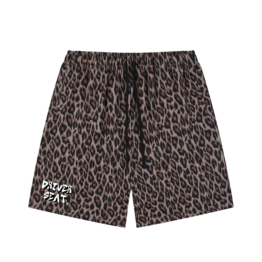 Unisex Heavyweight Leopard Drawstring Shorts