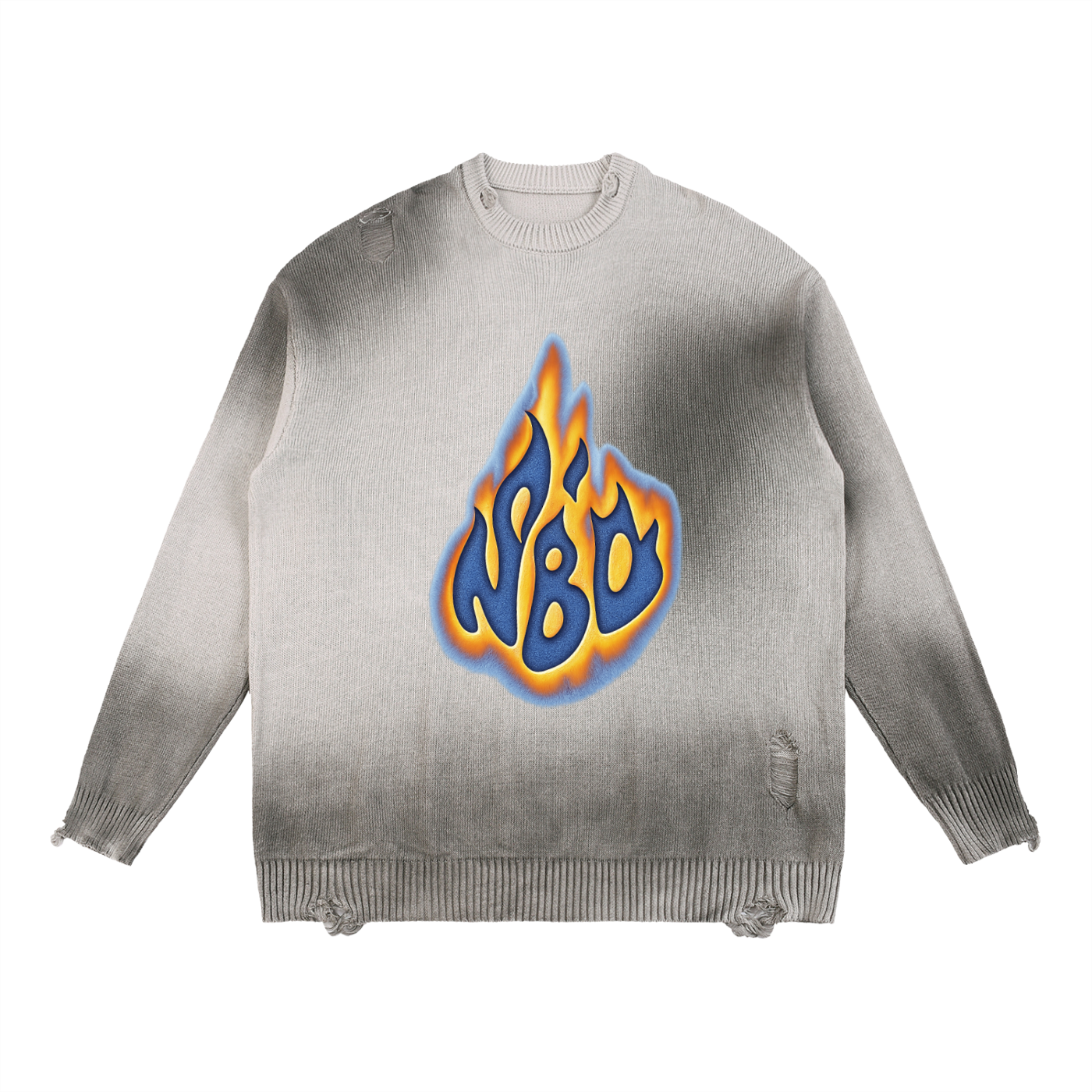 NBD Flame Sun Fade Distressed Sweater