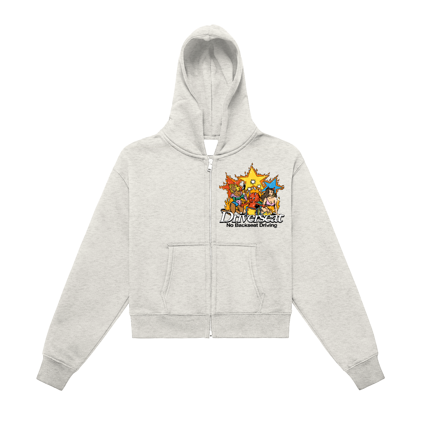 Stellar Mischef Fleeced Zip-Up Cropped Hoodie