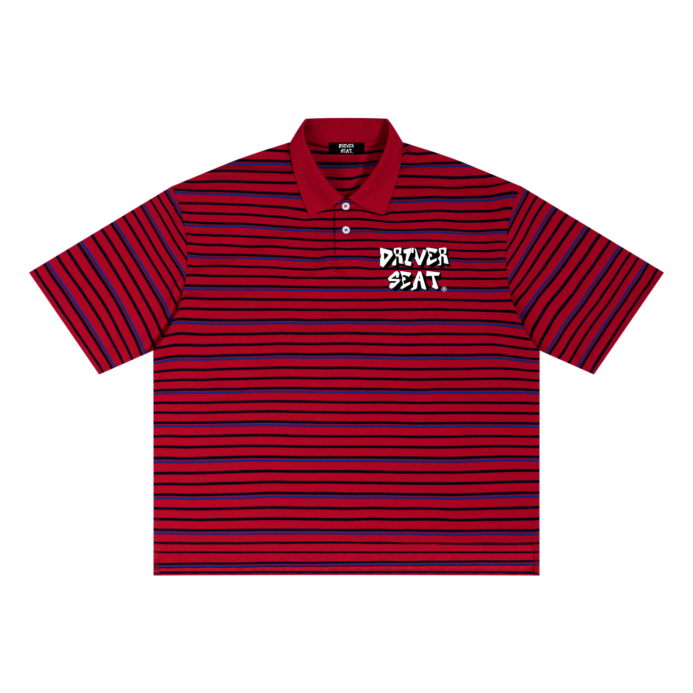 Unisex Striped Boxy Collared Polo Shirt