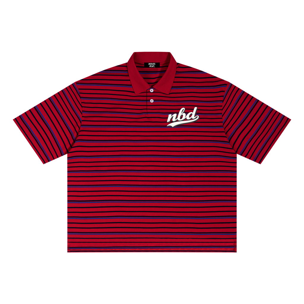 Unisex Striped Boxy Collared Polo Shirt