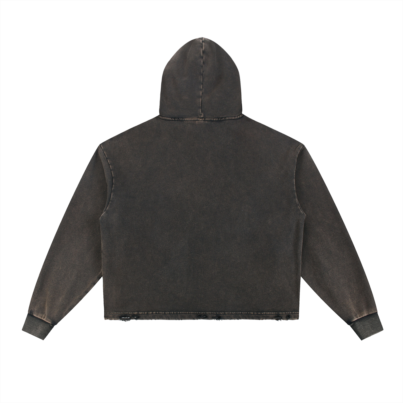 Plated Vintage Washed Frayed-Hem Hoodie