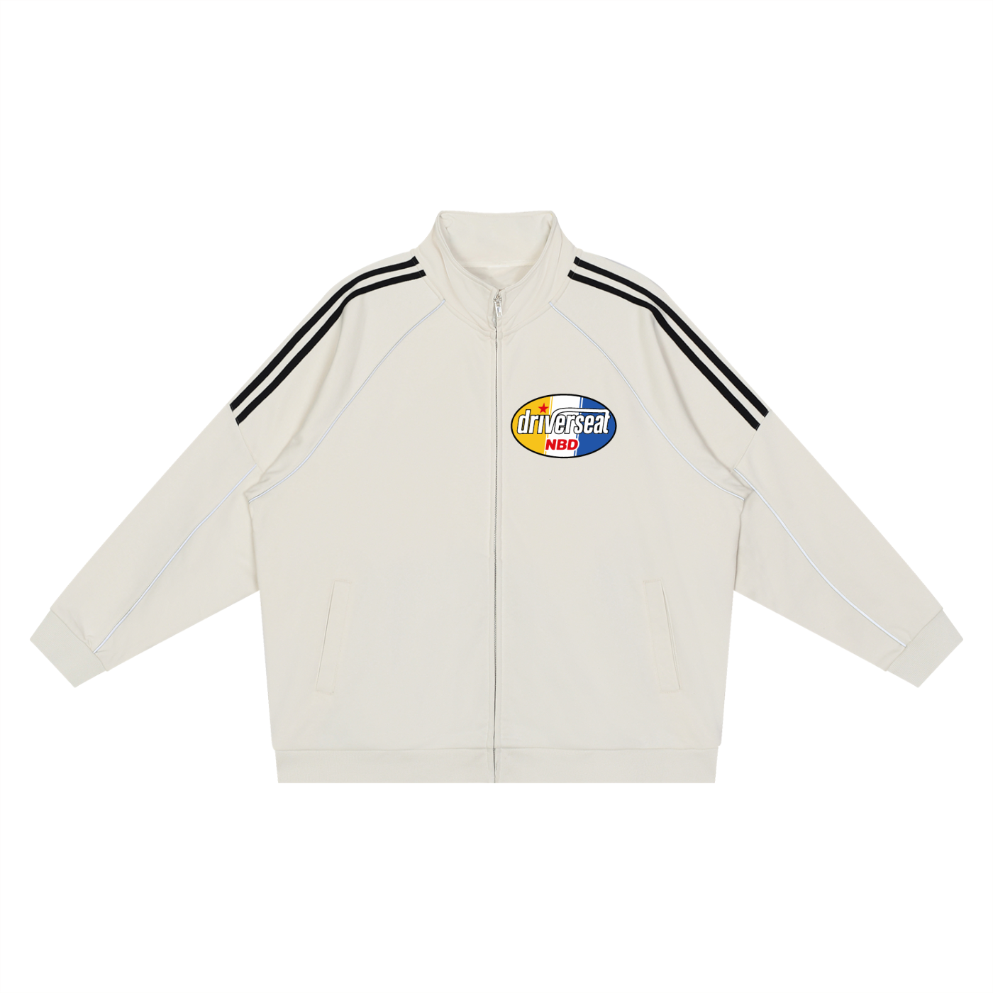Oval Badge Reflection Striped Sleeve  Jacket