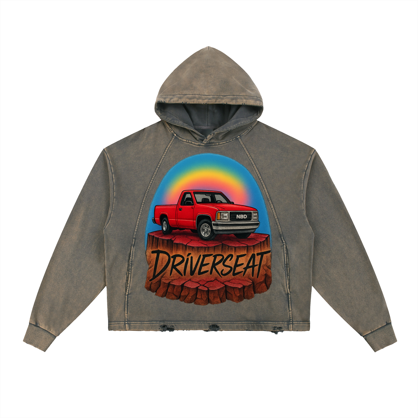 Stuck on Top Vintage Washed Frayed-Hem Hoodie