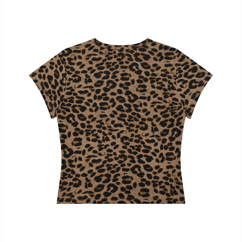 Women’s Tied Leopard Print Crop T-Shirt