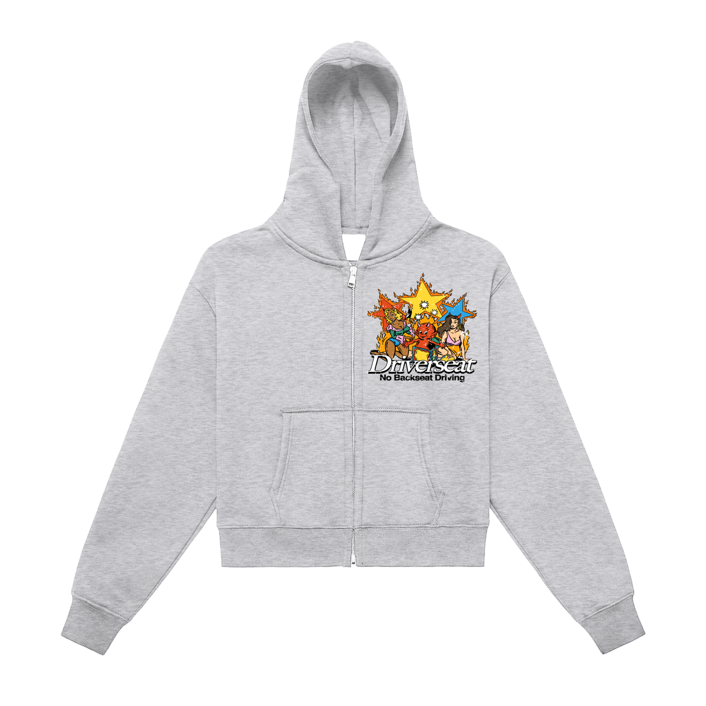 Stellar Mischef Fleeced Zip-Up Cropped Hoodie