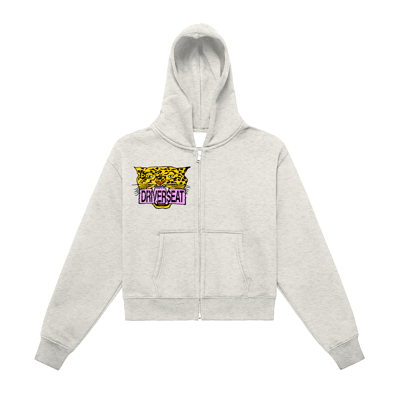 Leopard Fleeced Zip-Up Cropped Hoodie