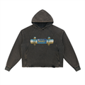 Plated Vintage Washed Frayed-Hem Hoodie