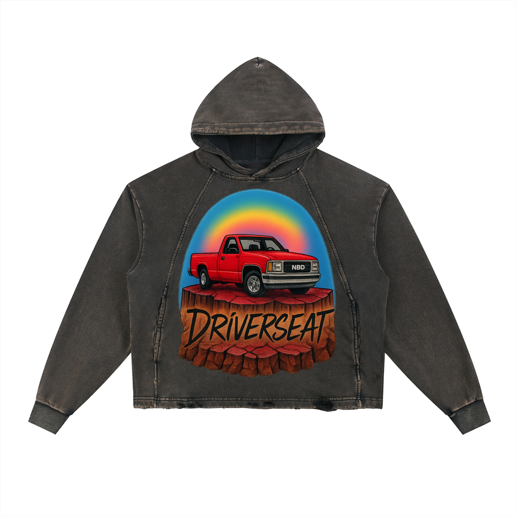 Stuck on Top Vintage Washed Frayed-Hem Hoodie