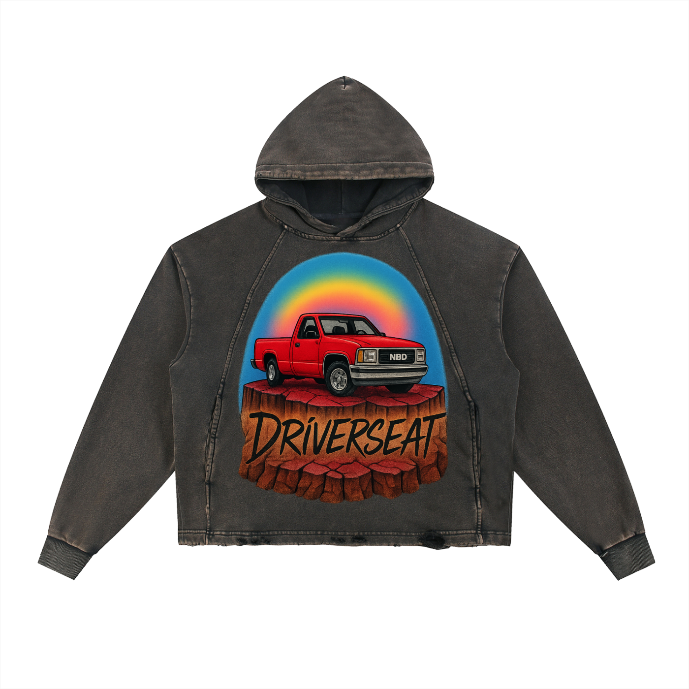 Stuck on Top Vintage Washed Frayed-Hem Hoodie