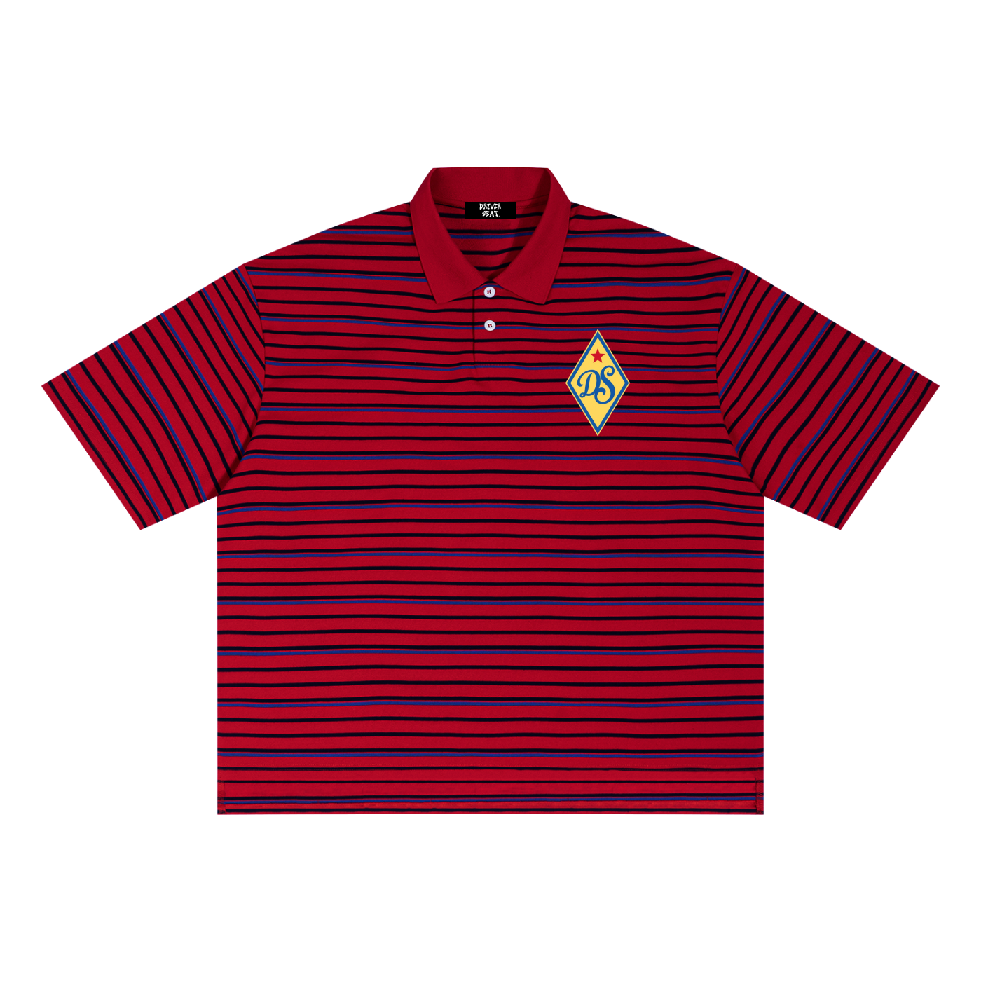 Unisex Striped Boxy Collared Polo Shirt