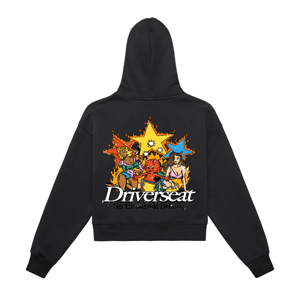 Stellar Mischef Fleeced Zip-Up Cropped Hoodie
