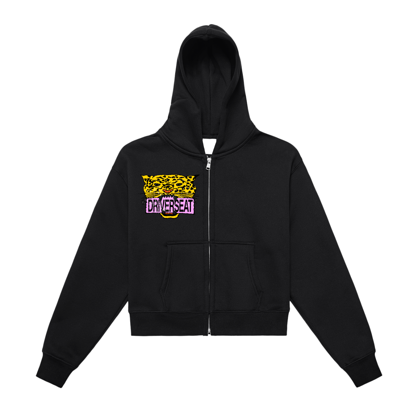 Leopard Fleeced Zip-Up Cropped Hoodie