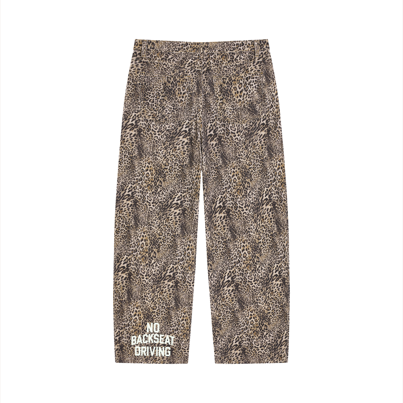 Unisex Vintage Wash Leopard Wide Leg Jeans