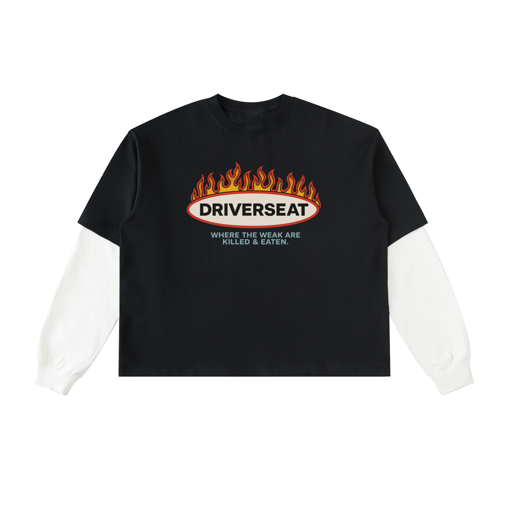 Feast or Famine Layered Contrast Sleeve Cotton T-Shirt