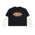 Feast or Famine Layered Contrast Sleeve Cotton T-Shirt