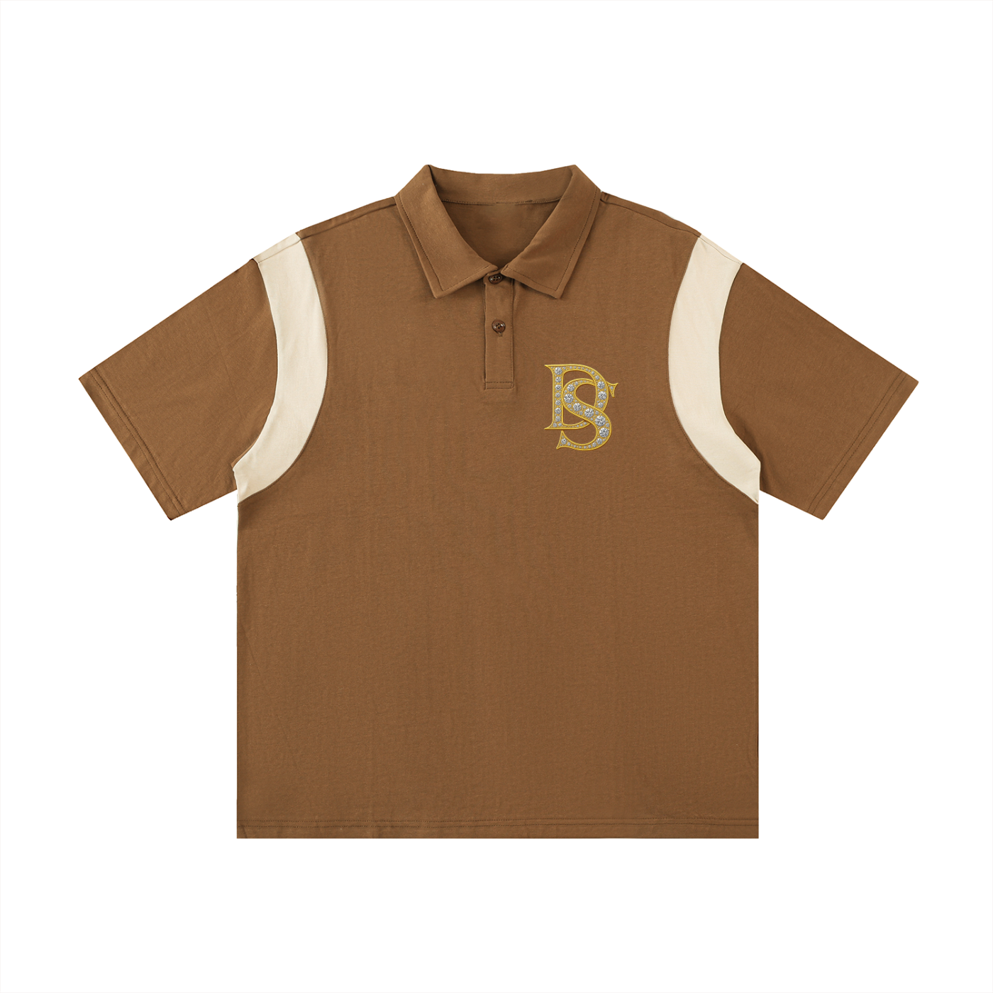 Bling Contrast Panel Polo Shirt