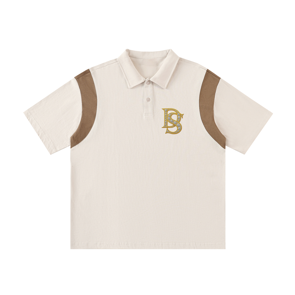 Bling Contrast Panel Polo Shirt