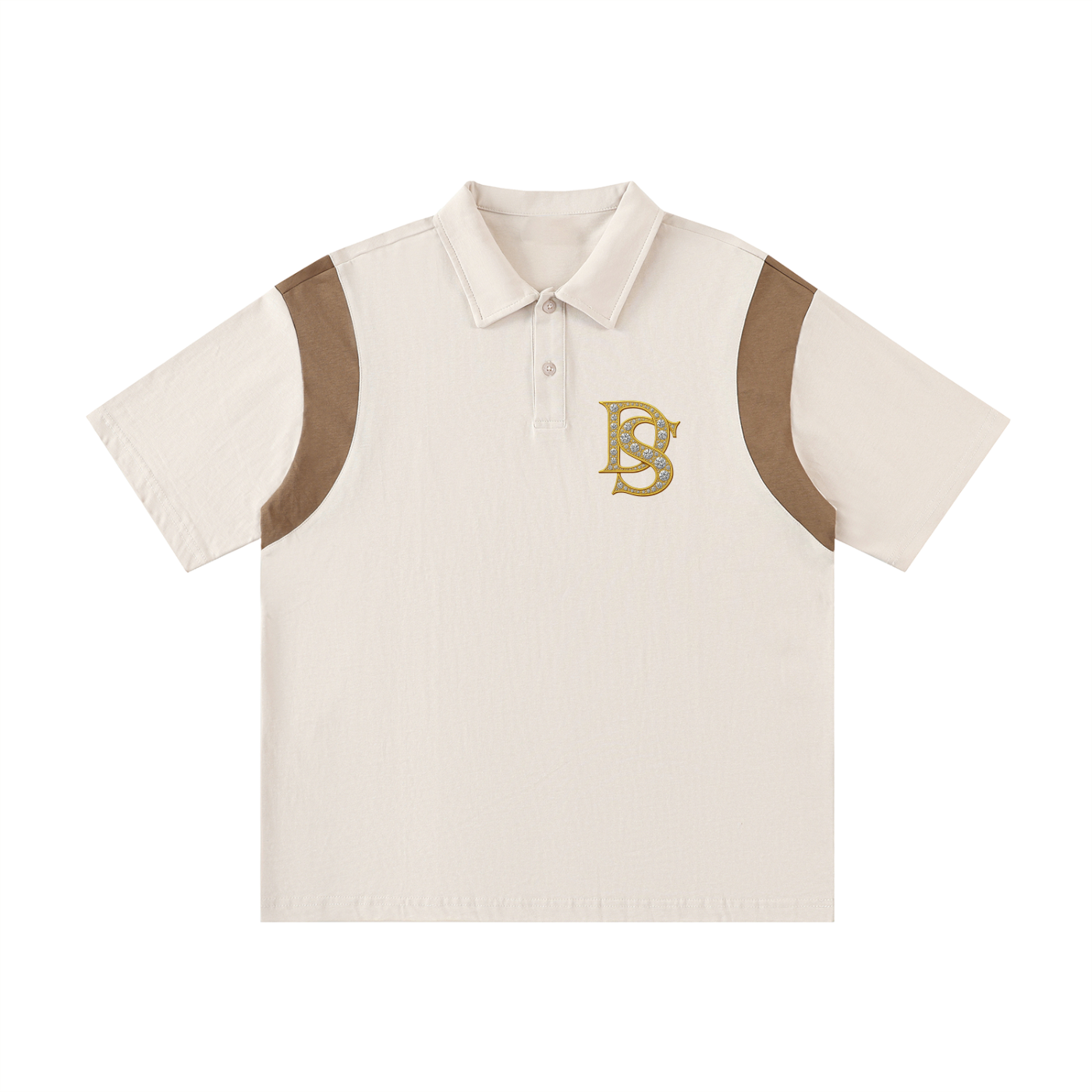 Bling Contrast Panel Polo Shirt