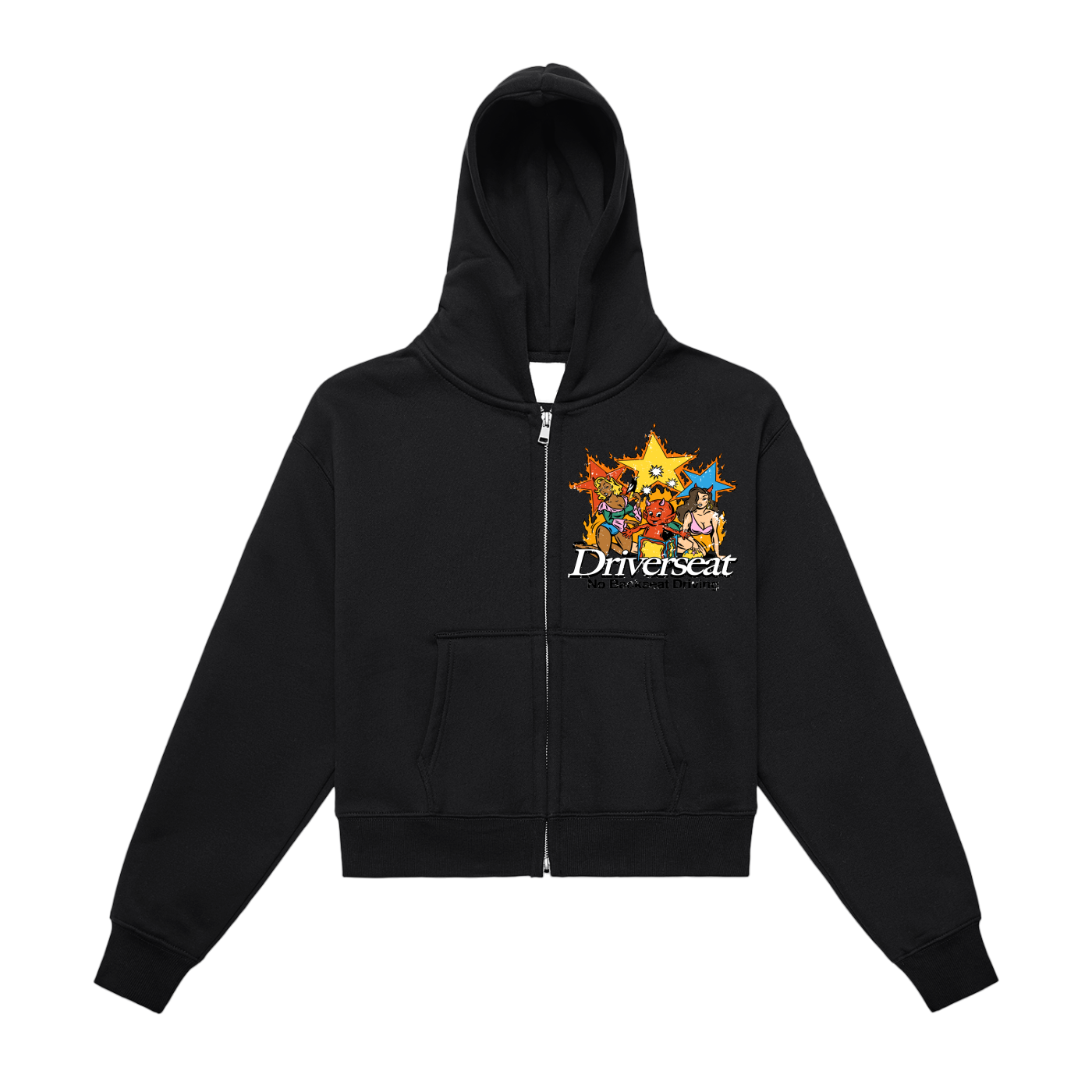 Stellar Mischef Fleeced Zip-Up Cropped Hoodie