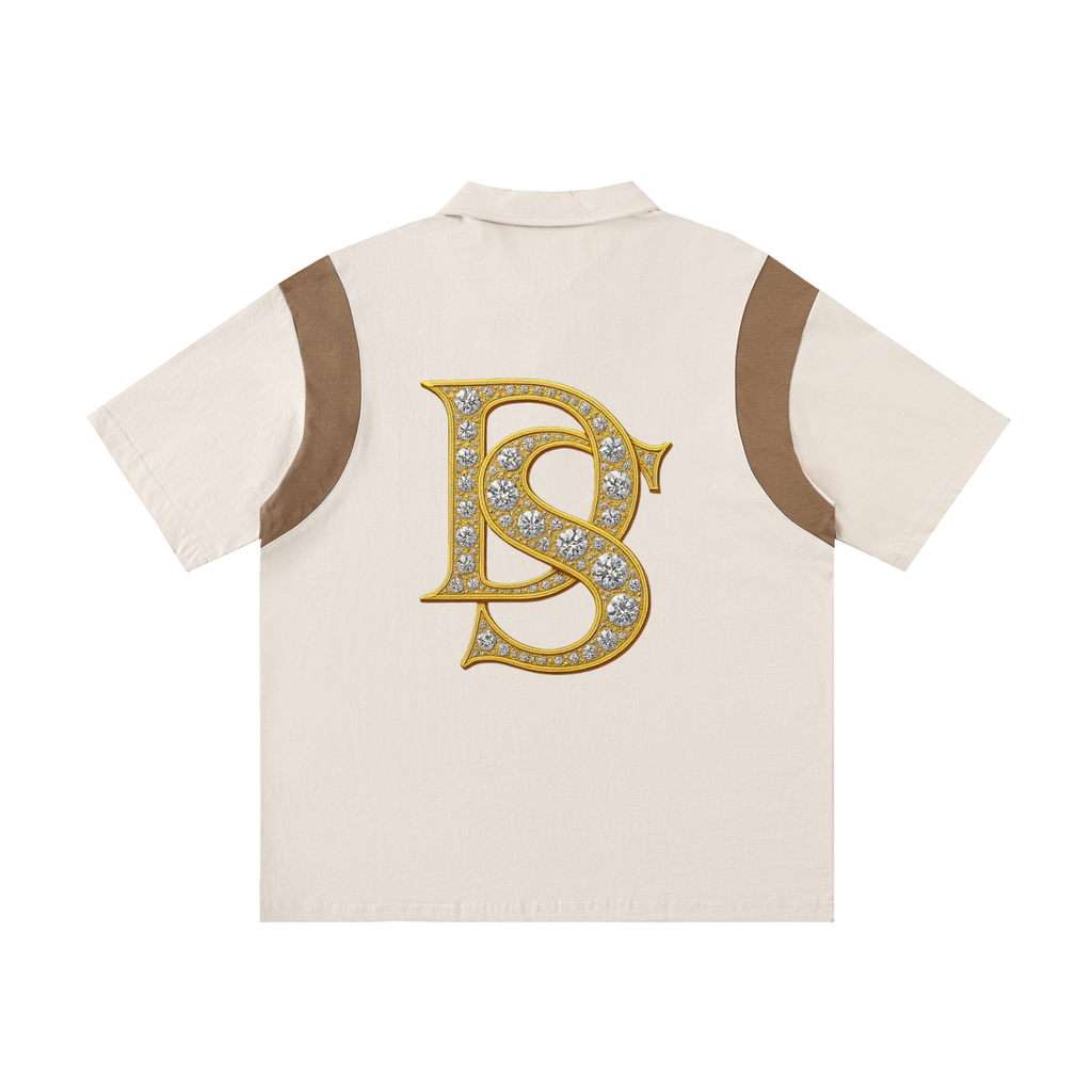 Bling Contrast Panel Polo Shirt