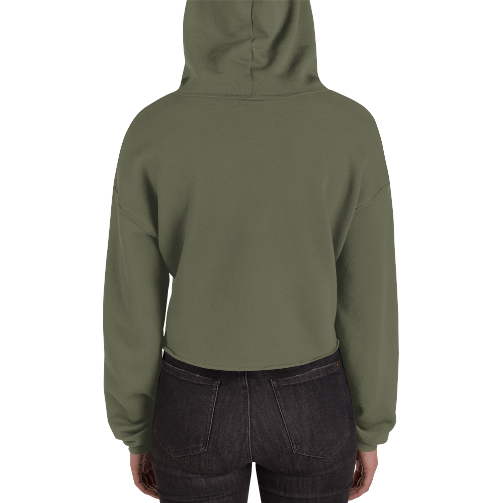 The World Is Yours Crop Hoodie - Military Green