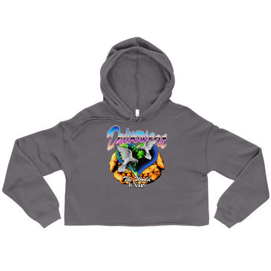The World Is Yours Crop Hoodie - Storm