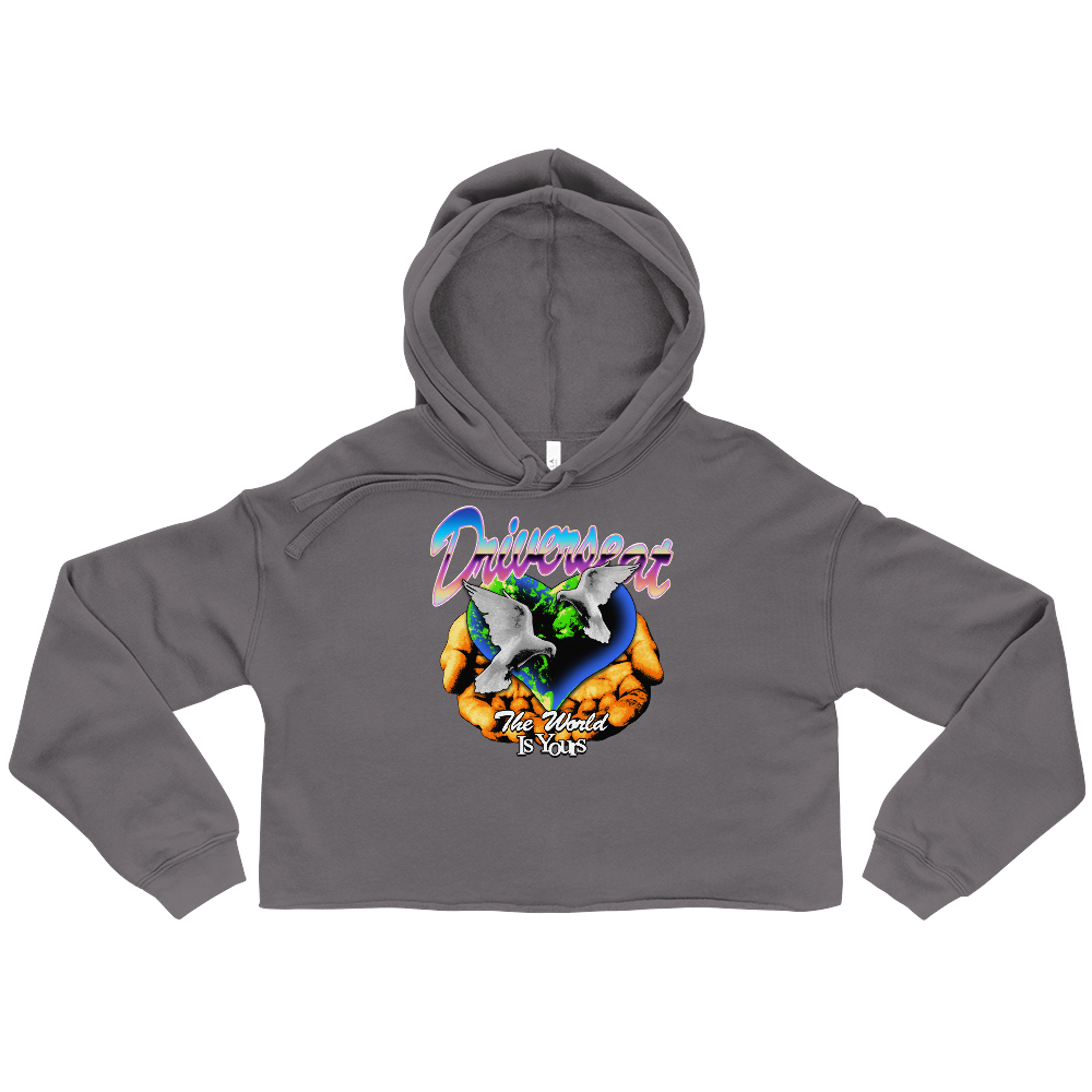 The World Is Yours Crop Hoodie - Storm