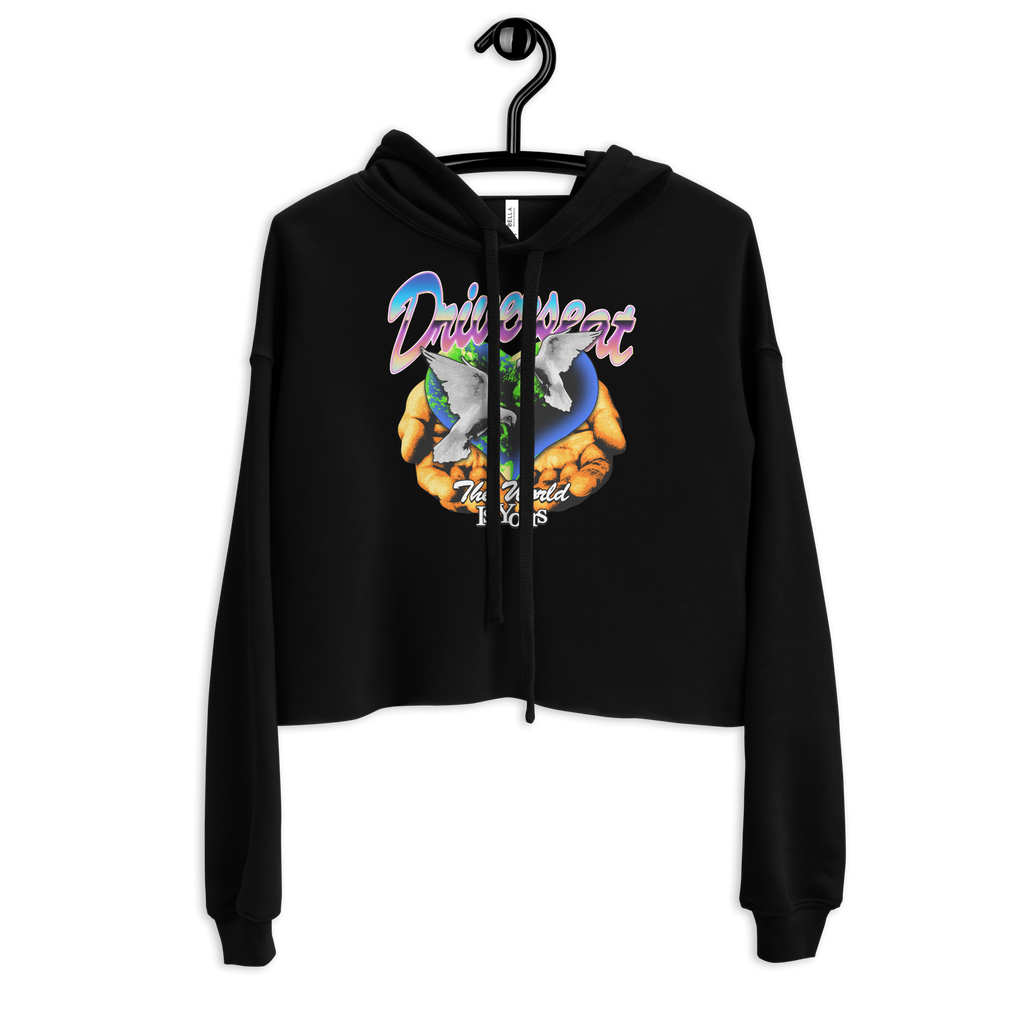 The World Is Yours Crop Hoodie - Black