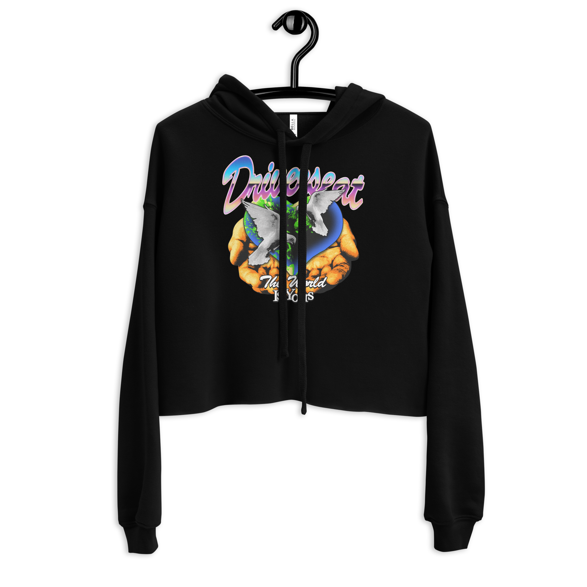The World Is Yours Crop Hoodie - Black